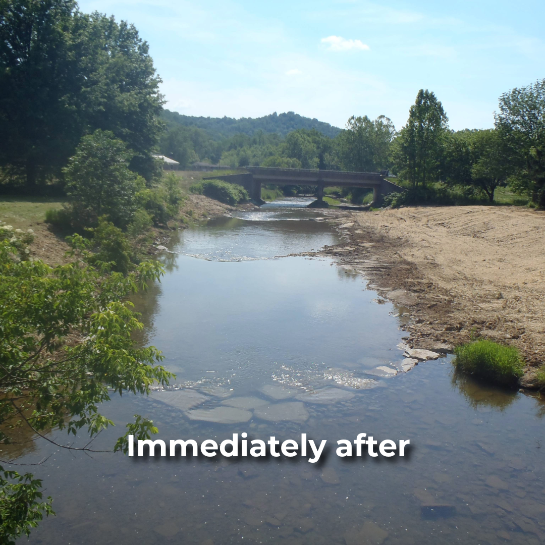Photo of Mill Creek, Westmoreland County, right after habitat improvement project was completed.
