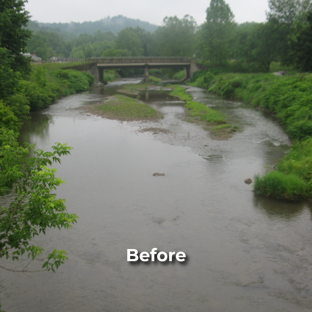 Photo of Mill Creek, Westmoreland County, before habitat improvement project.