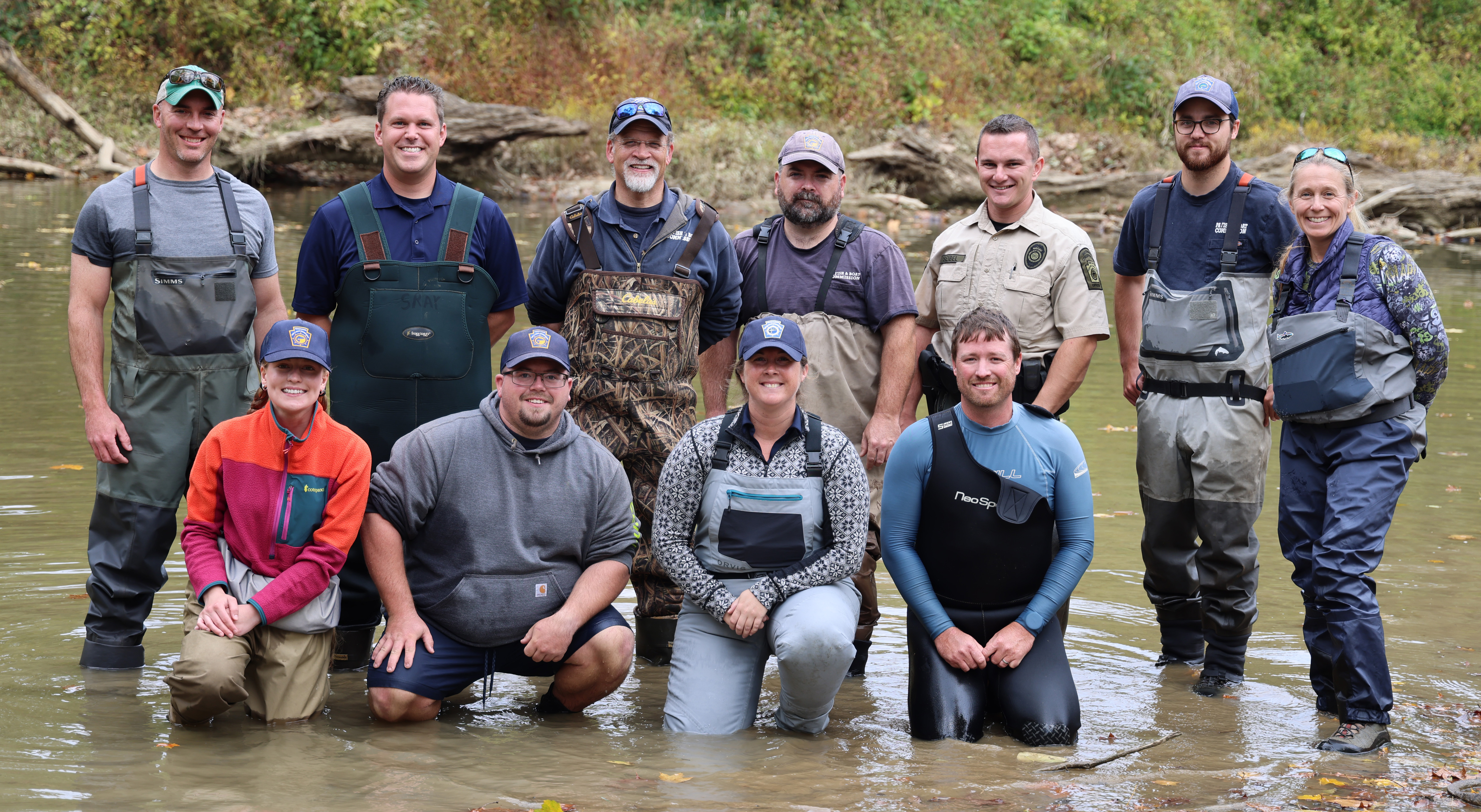 Group photo of staff from the Pennsylvania Fish and Boat Commission, Department of Environmental Protection and volunteers.